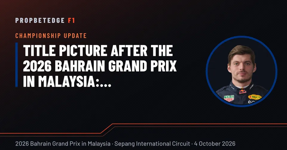 Title picture after the 2026 Bahrain Grand Prix in Malaysia: Kimi Antonelli leads by 84 points