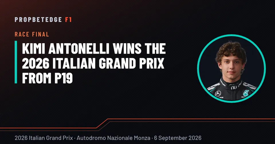 Kimi Antonelli wins the 2026 Italian Grand Prix from P19