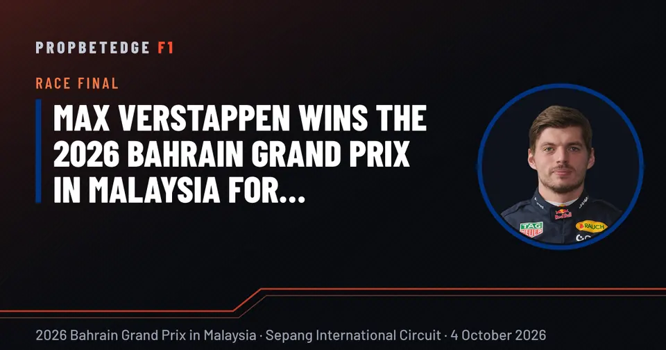 Max Verstappen wins the 2026 Bahrain Grand Prix in Malaysia for Red Bull Racing